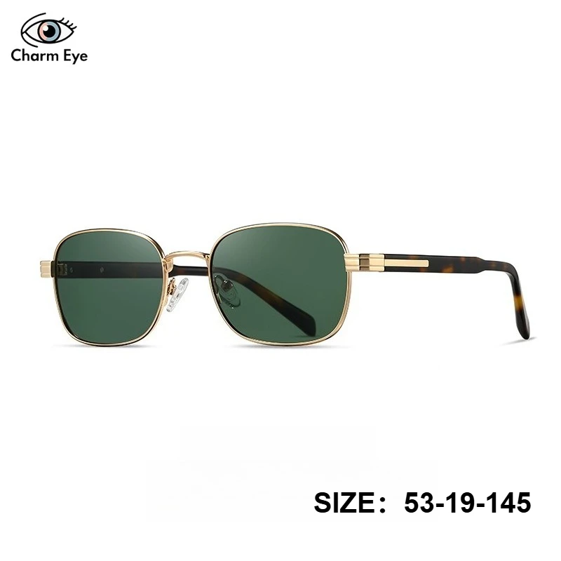 

Мужские и женские поляризационные солнцезащитные очки в ретро-стиле, прямоугольные, с золотой оправой, зелеными линзами, защита от УФ400, для вождения, рыбалки, модные металлические солнцезащитные очки