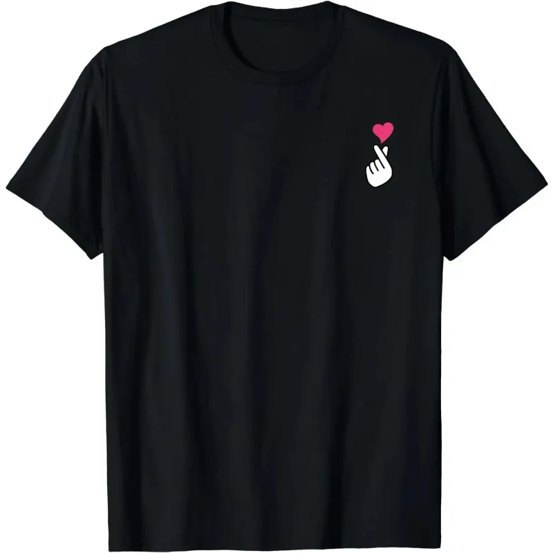 

Finger Heart Korean Hand Symbol K-POP Love Saranghe T-shirt Graphic T-shirt Korean Special Style Street Casual T-shirt