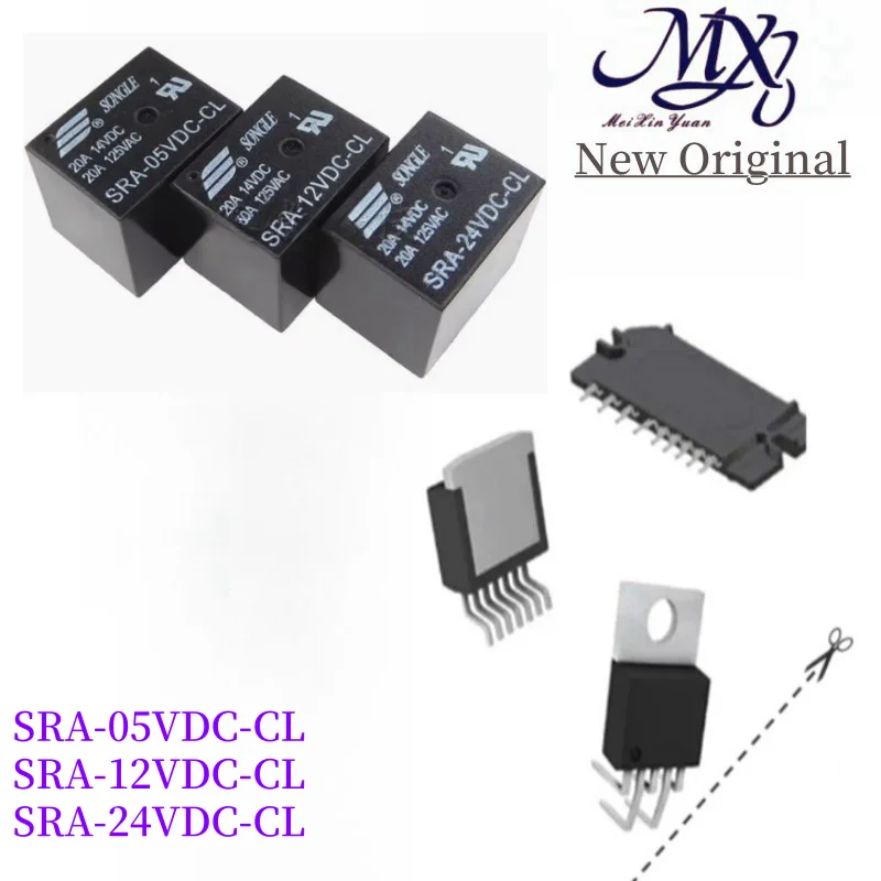 MXY 5Pcs 5V 12V 24V 20A DC Power Relay SRA-05VDC-CL SRA-12VDC-CL SRA-24VDC-CL 5Pin PCB Type In stock Black Automobile relay