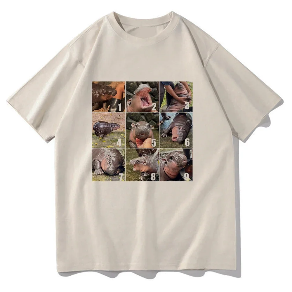 

Moo Deng Baby Hippo A Day T Shirt Funny Men/women Clothing Harajuku Vintage Tops Unisex Cotton Graphic T Shirts kawaii Clothes