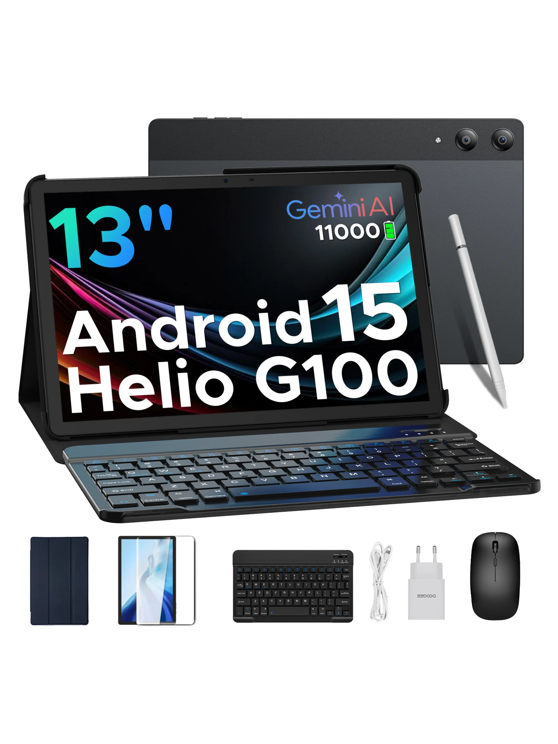 DOOGEE Tab E3 Pro Tablet 32GB+256GB Android 15 Gemini AI 13'' Scherm 7,9 mm Ultradun Helio G100 11000mAh Batterij Smart Pad - afbeelding 2