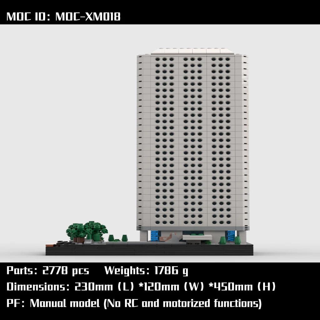 MOC-XM018 Jardine House Building modello 1/650 con disegni PDF Building Blocks mattoni bambini giocattoli fai da te regali di natale di compleanno