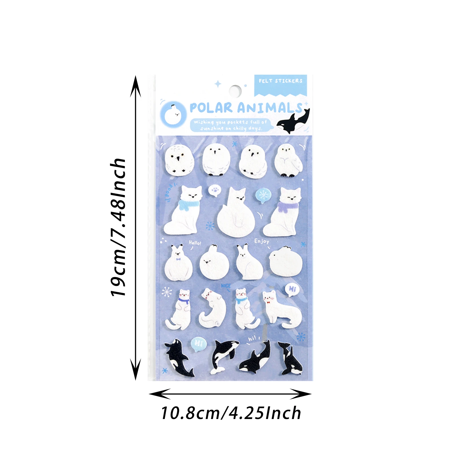 Cute Polar Regions Animals Stickers, Soft Flocked Felt 3D Stickers. Textured Stickers for Adults Scrapbooking & Planner Decor - view 6
