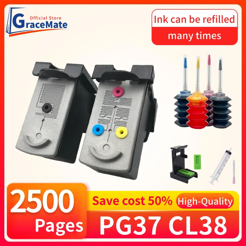 GraceMate pg37 cl38 Ink Cartridge Replacement for Canon PG37 CL38 for Pixma MP140 MP210 MP220 MP420 IP1800 IP2600 MX300 MX310