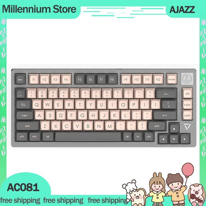 

Ajazz Ac081 Mechanical Keyboard Wired Keyboards 81keys Gaming Keyboards Hot-Swap Rgb Light Aluminum Customization Gamer Keyboard