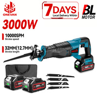 ONEVAN 3000W 10000SPM Brushless Cordless Reciprocating Saw  Wood Metal Pipe Cutting Electric Saw Chainsaw For Makita 18v Battery