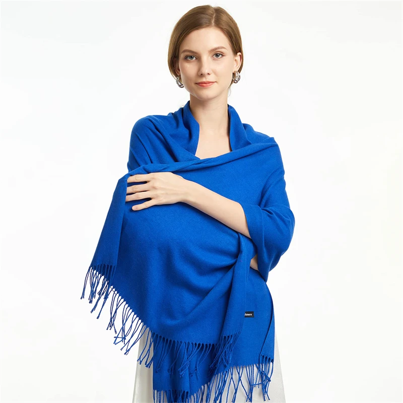 2024 Winter Shawl For Women Long Warm Cashmere Scarves Hijab Solid Lady Wrap Female Pashmina Bandana Head Scarfs Echarpe