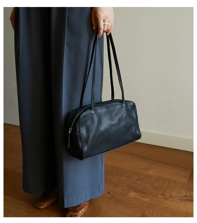 Lässige Designer-Handtasche aus weichem, echtem Leder, Damen-Umhängetasche, modisch, schlicht, luxuriös, aus echtem Rindsleder, Damen-Unterarmtasche – Detail 8