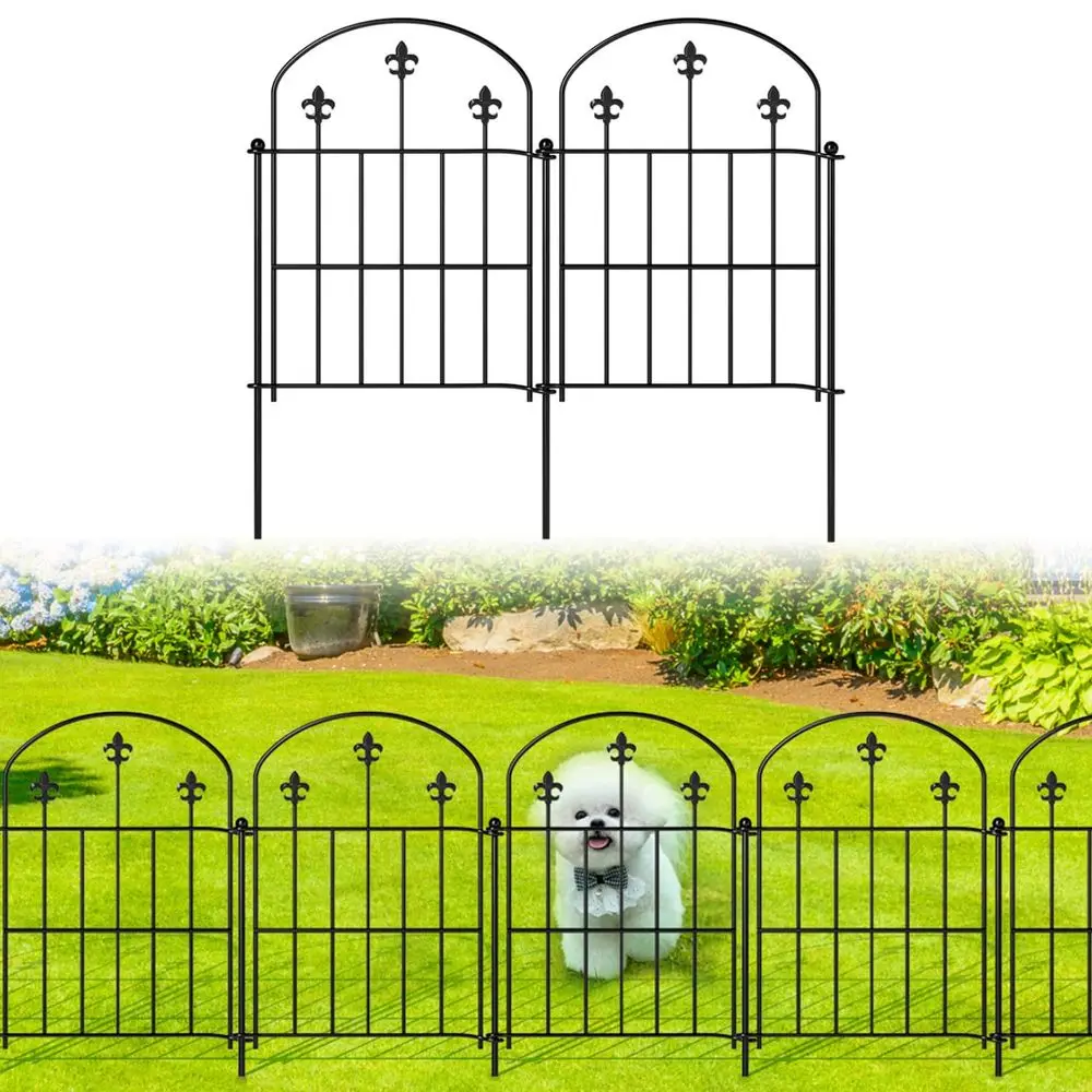 

Garden Fence Border 10 Pack 22inH x 28ftL, Black Rustproof Metal Garden Fencing Animal Barrier for Dogs