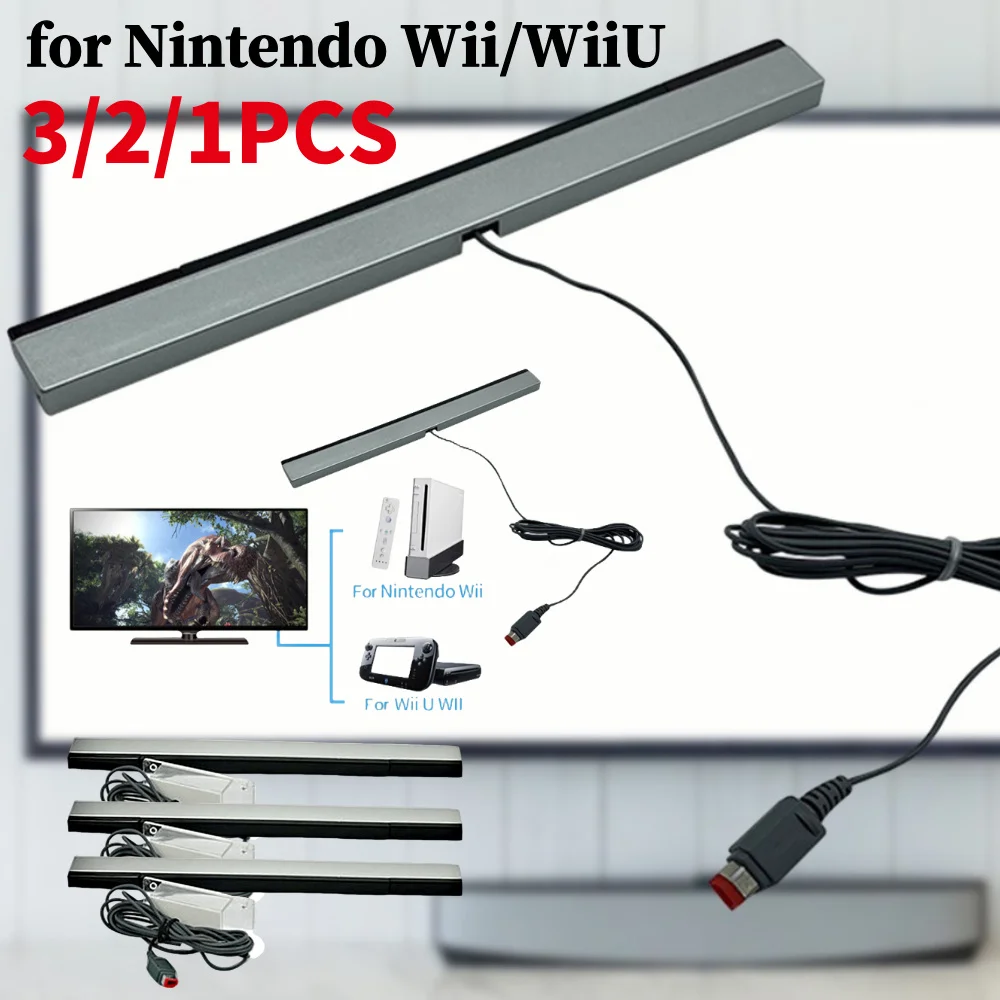 Receptor de Sensor de Movimiento con Cable y Cable de Extensión, Barra Sensora de Videojuegos con Cable para Consola Nintendo Wii Wii U