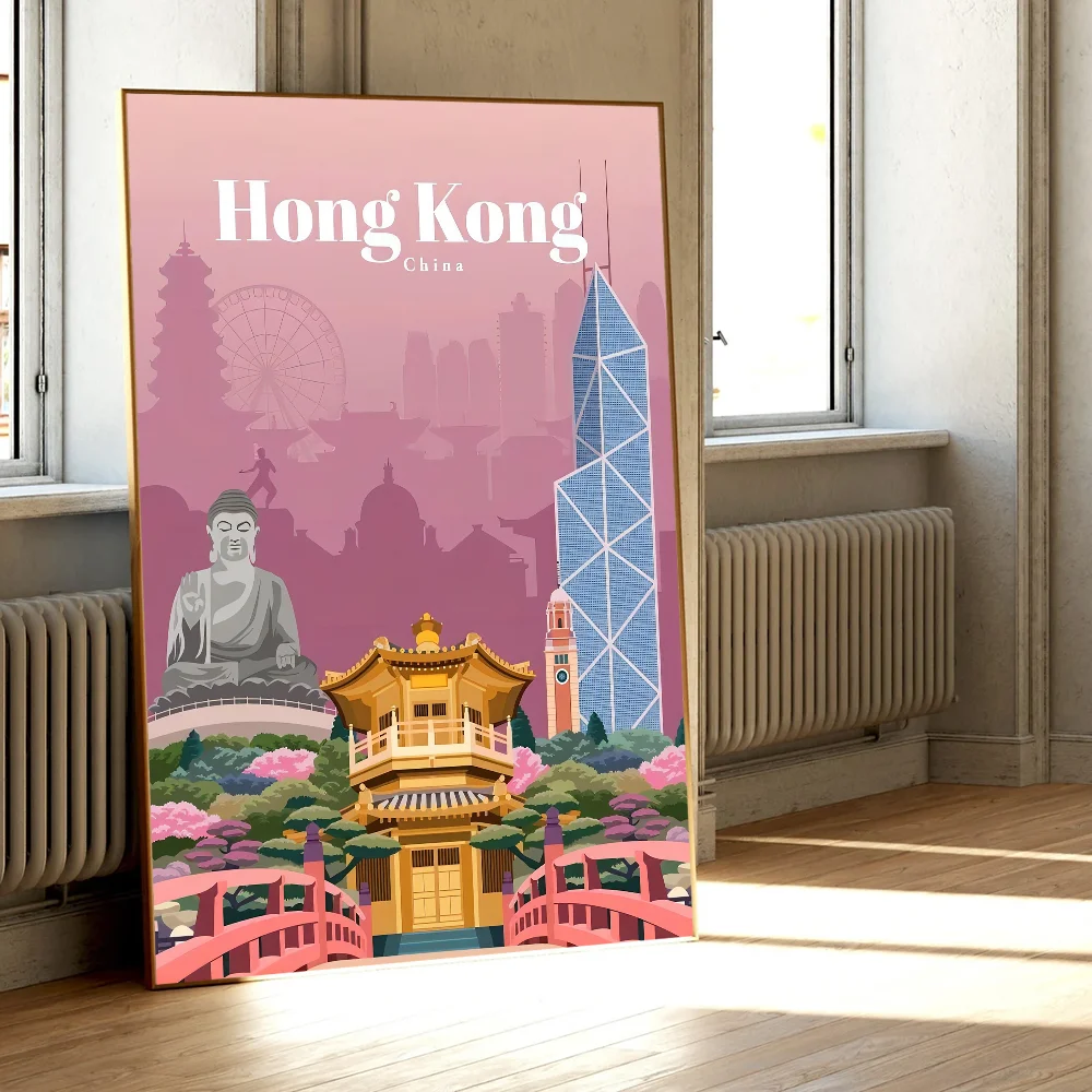 Shanghai Vietnam Madrid DIY Sticky Poster Whitepaper Prints Posters Artwork Nordic Home Decor