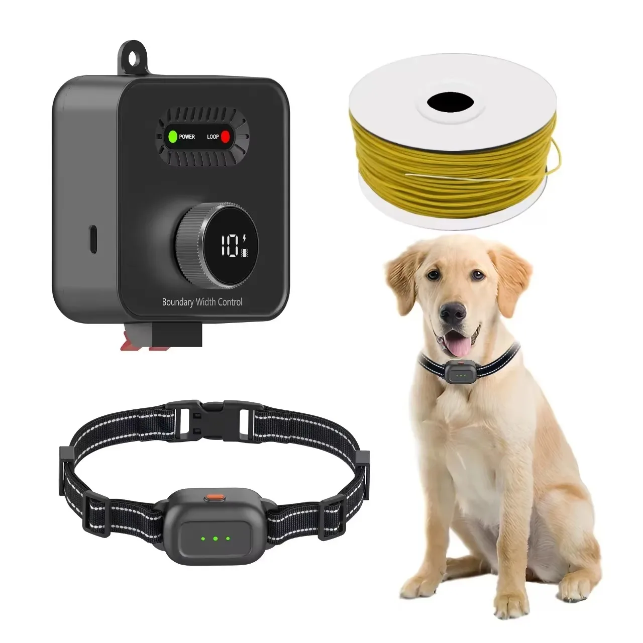 FurStarNew Pet Electric Fence Collar Electronic Pet Containment System In-Ground Wired Fence Waterproof Rechargeable Dog Shock C