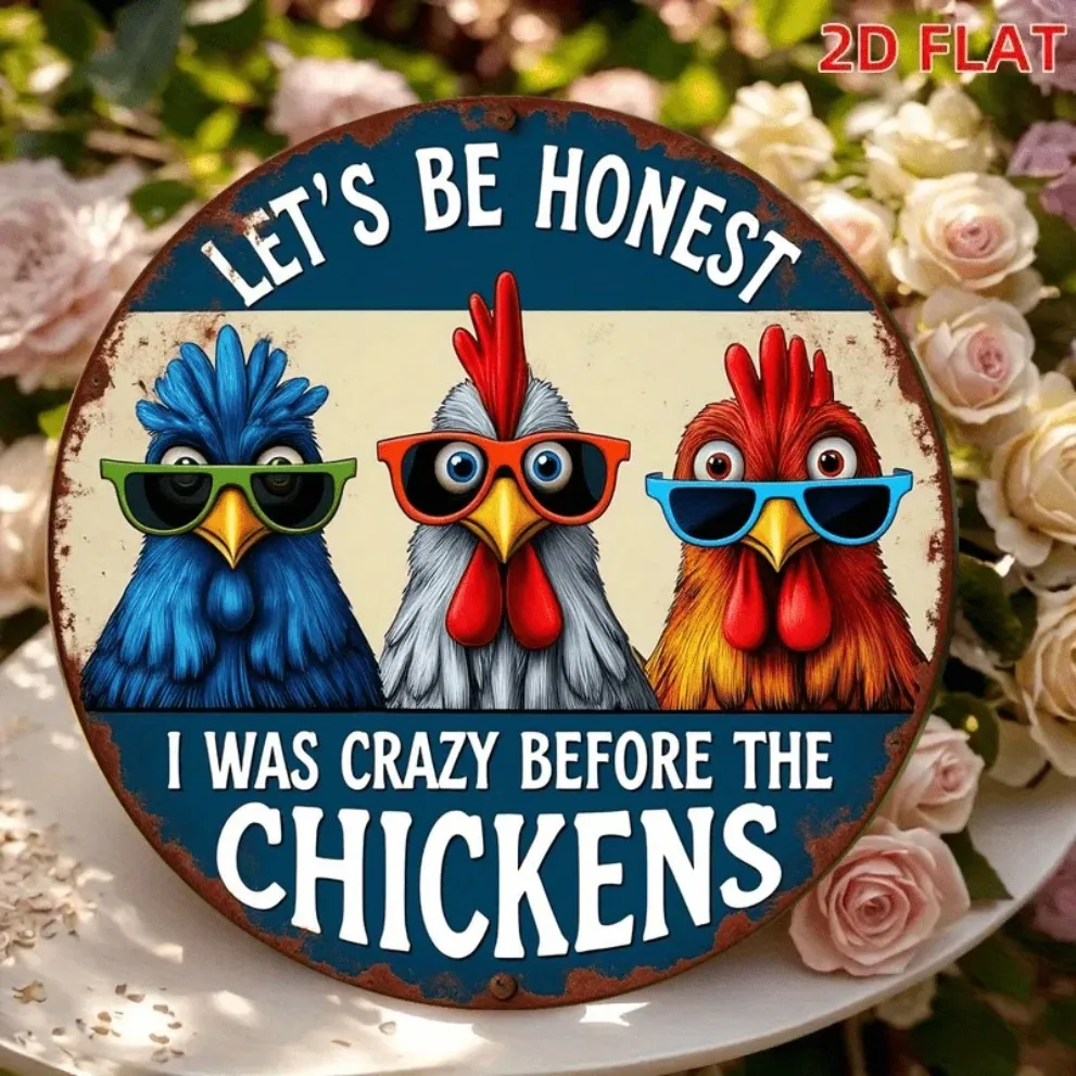 "فن جدار الدجاج المضحك - دعونا نكون صادقًا أنني كنت مجنونًا قبل علامة الدجاج للمنزل والحظيرة، ديكور معلق على الحائط مسطح ثنائي الأبعاد متين" #4
