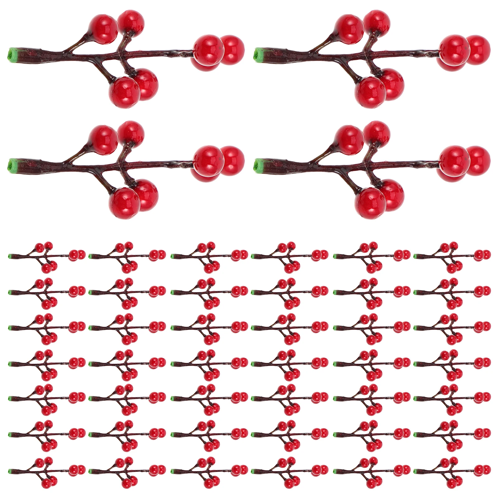

50 Pcs Christmas Decoration Artificial Flowers Red Berries Berry Branches Holiday
