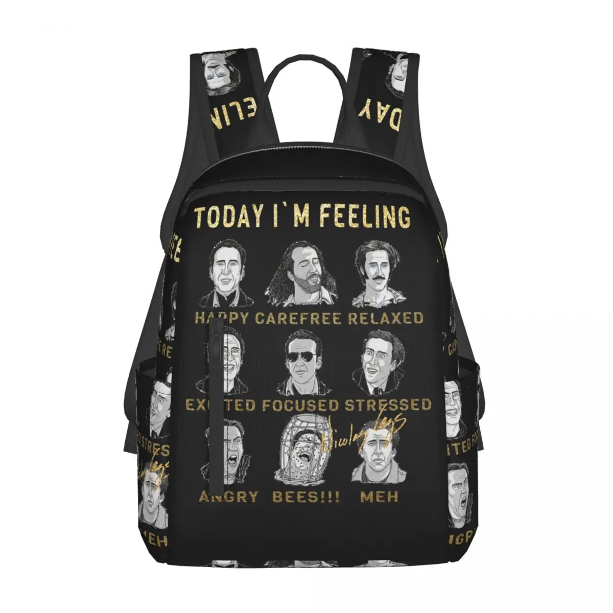 Merry Christmas St Nicolas Cage Backpack Daypack Large Capacity Kids BookBag School Bag Shoulder Bags for Men Women