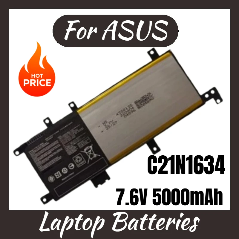 

High Quality Laptop Battery C21N1634 7.6V 5000mAh for ASUS VivoBook FL5900L FL8000L A580U R542U R542UR X542U X580U X580B