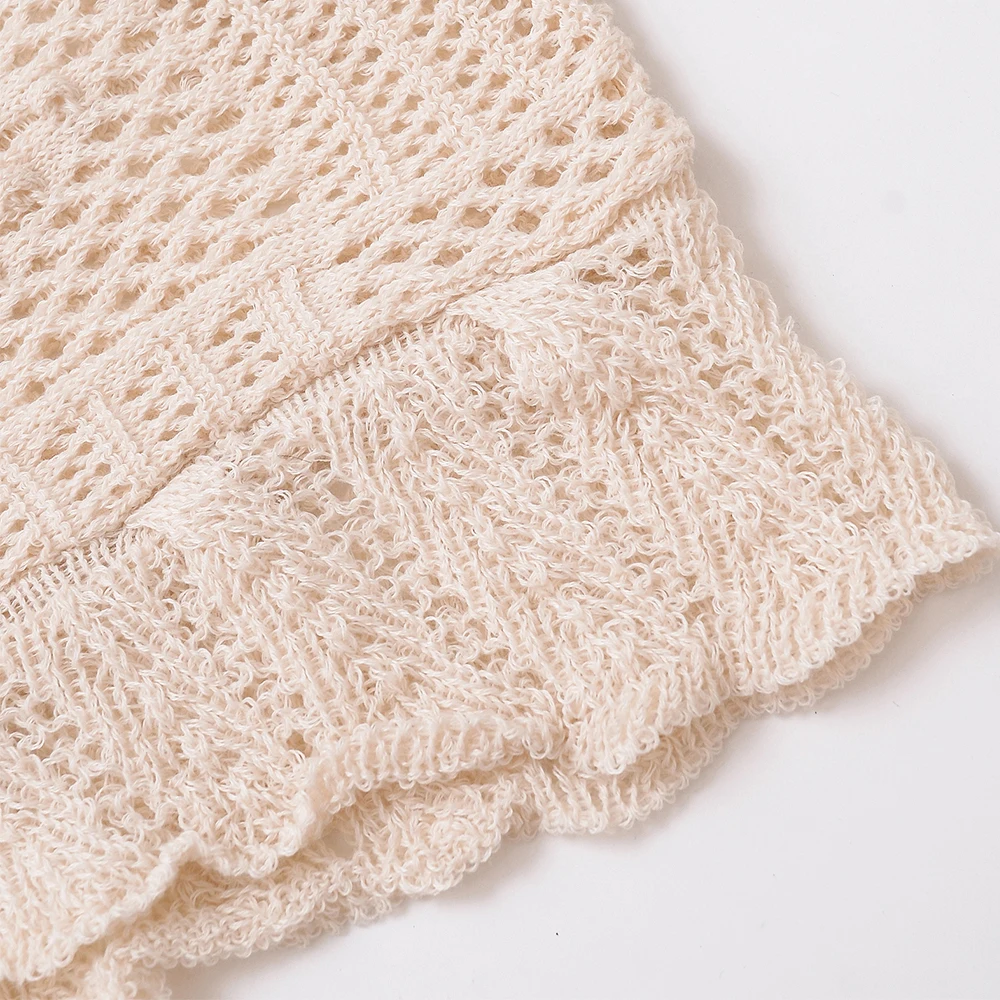 Dames Vintage Wit Gelamineerd Jacquard Mesh Gebreid Vest Single Breasted Sexy Modieus Vrijetijdskleding Veelzijdig 5802026