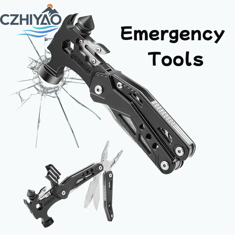 

CZHIYAO 16 In 1 Multifunctional Hammer Survival Tool Folding Pocket Pliers With Screwdriver Bottle Opener For Camping Hiking Car