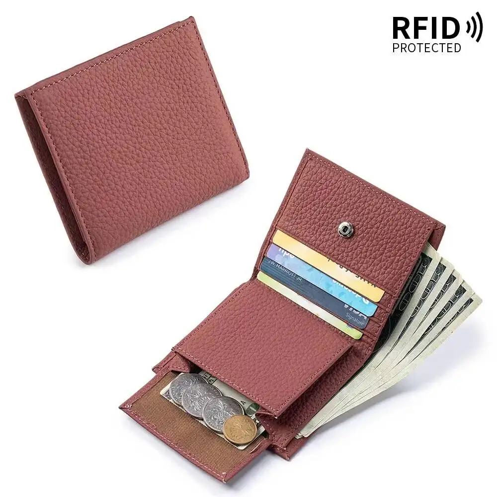 Female Wallet Cowhide Card Holder Coin Purse Lady Purse Genuine Leather Ultra-thin Short Wallet Multifunctional Woman Wallet