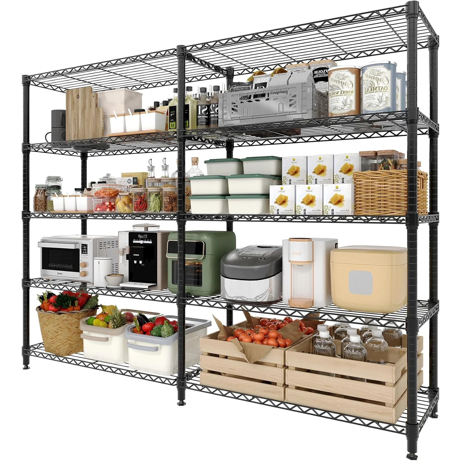 

4-Tier Heavy Duty Metal Shelving Unit, Adjustable Height & Feet, Sturdy Thickened Construction for Garage, Pantry, Kitchen