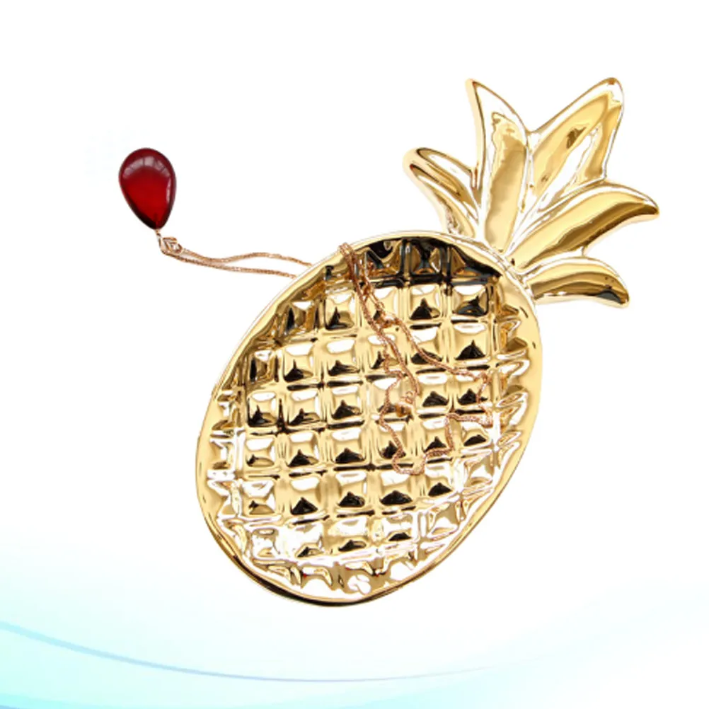 

Pineapple Design Jewelry Dish Premium Ceramic Ring Holder Desktop Tray for Jewelry Perfume Bottles Cosmetics Organizer