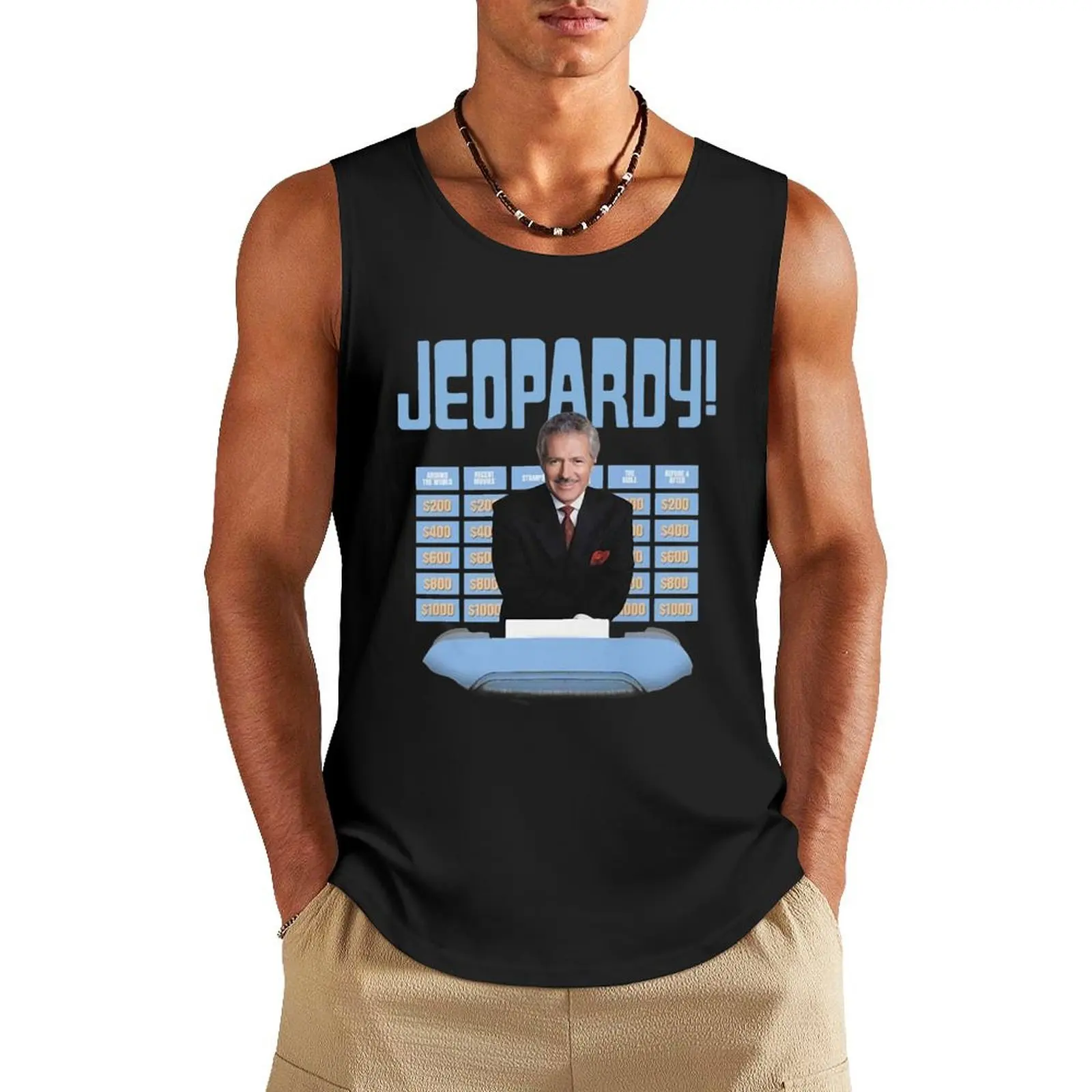 Funny Men Oisi Store New Jeopardy Alex Trebek Jeopardy Shirt Tank Top training weight vest t-shirt for men anime clothes