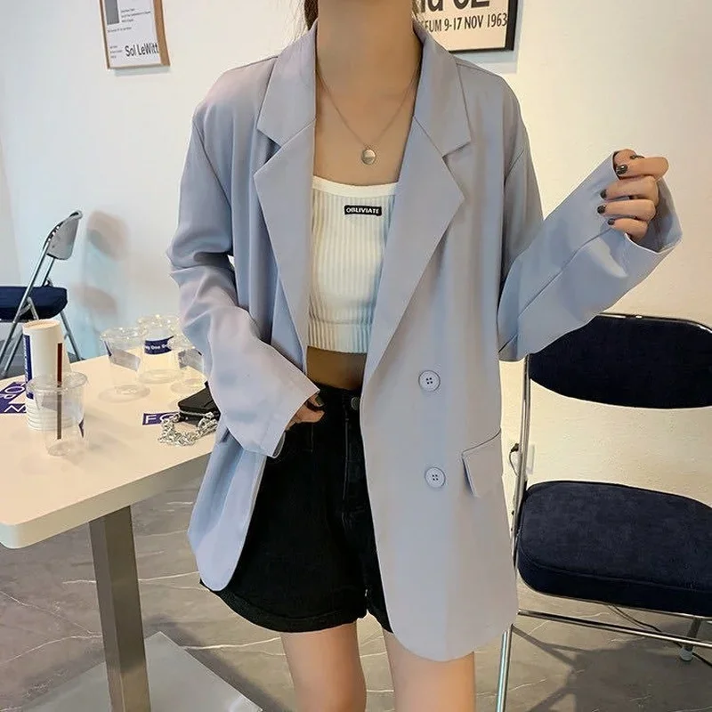2023 Casual Blazer Coat Jacket Women Autumn All-match Long Sleeve Solid Color Femme Suit Veste Casual Streetwear Women Clothes