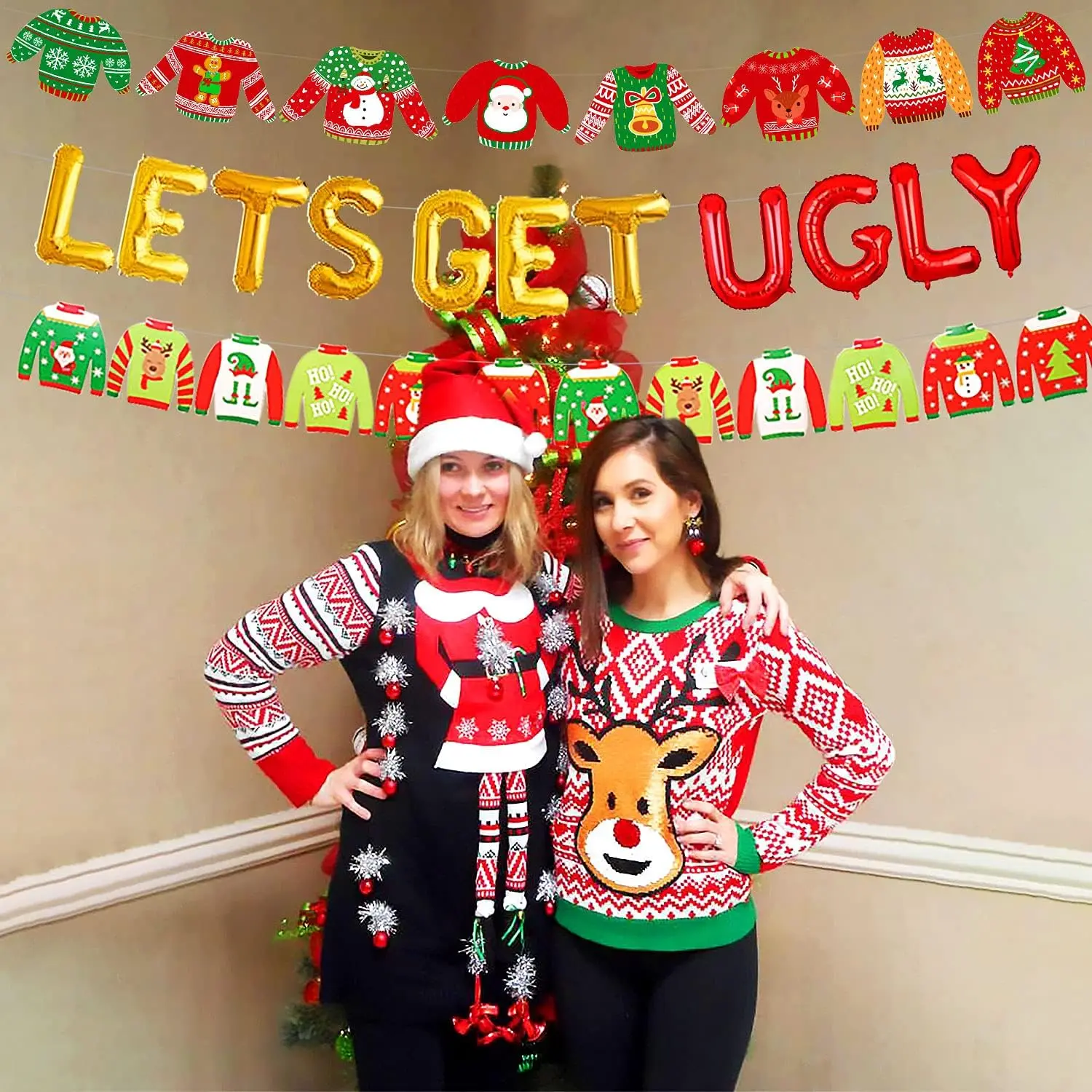 Lets Get Ugly Balloons Ugly Sweater Party Decoration Ugly Sweater Party Supplies Christmas Party Decoration