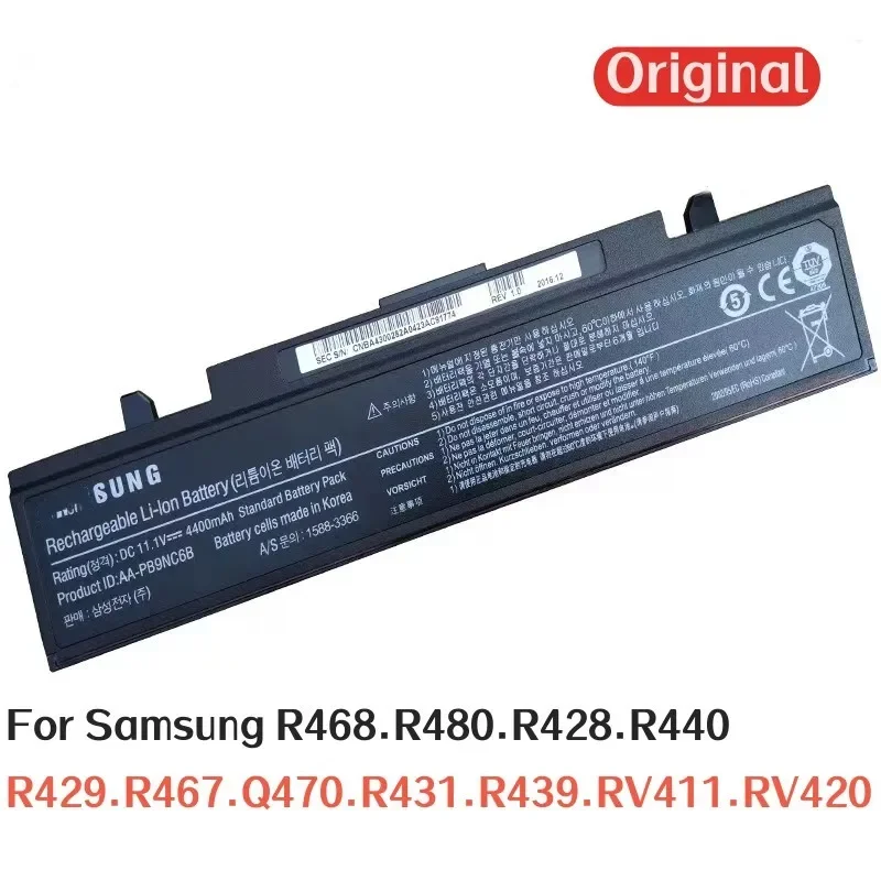 100%Original 4400mAh for Samsung AA-PB9NC6B R428 R440 R429 R467 Q470 R431 R439 RV411 RV420 R468 R480 Laptop Battery