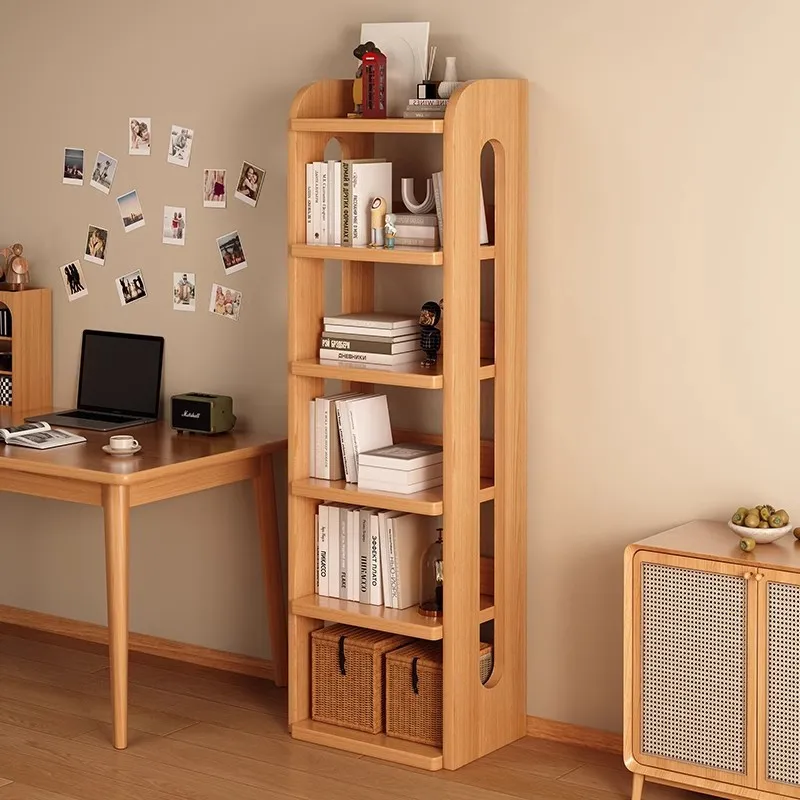 

Solid wood bookcase integrated against the wall bookshelf corner storage shelf children do not take up space narrow cabinet simp
