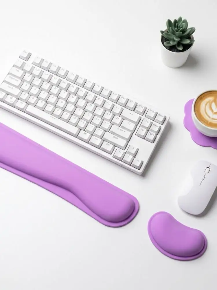 3Pcs Cloud Shape Keyboard Wrist Rest Set Non-Slip Base Slow Rebound Wristband Mouse Mat Ergonomic Soft Mouse Wrist Support Pad