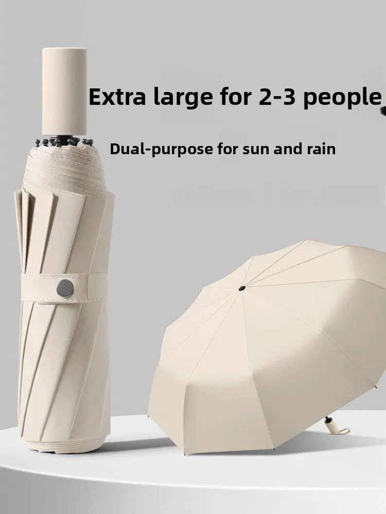 

Extra Large Double Layered Three Folded Sun And Rain Umbrella Black Glue Coating Men Women Style Home Daily Use Umbrella