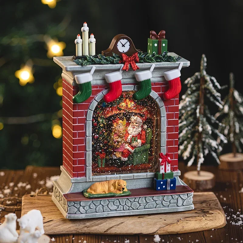 Santa Claus Music Box Snow Globe Christmas Snowfall Scene with Merry Melody Holiday Gift for Kids DecorGoods in stock