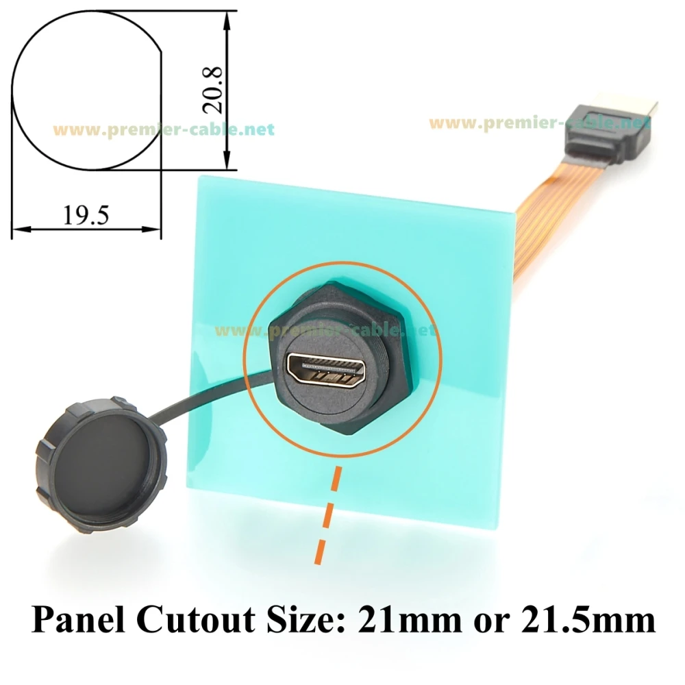 4K@60Hz HDMI 2.0 Extension Cable IP67 Panel Mount Male to Female FPC Flat Ribbon Cable Audio Video Monitor
