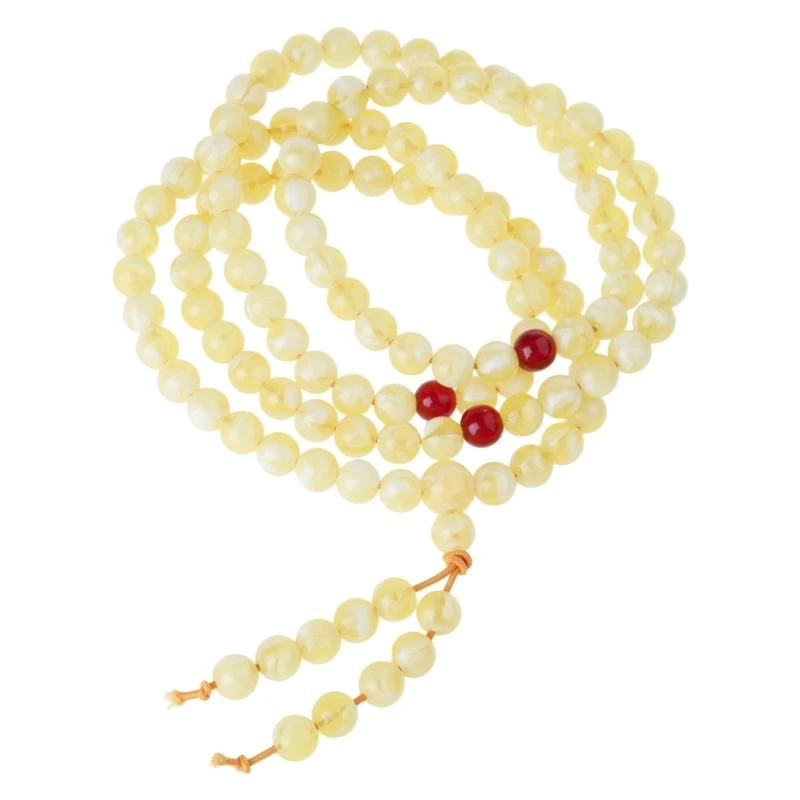 Unisex Polished Amber Bead Necklace Rosary Design Bracelet Spiritual Focusing Jewelry Creative Craftsmanship