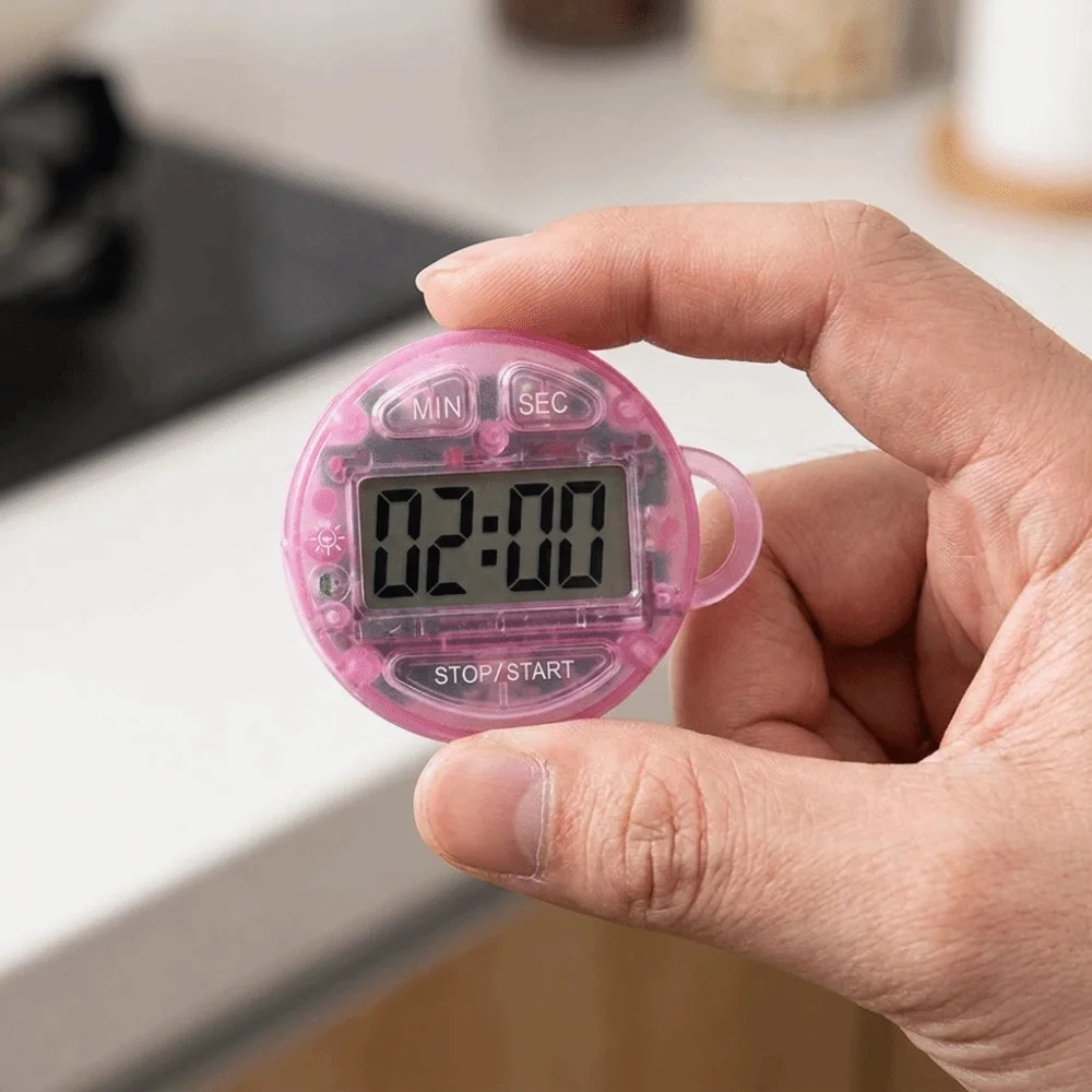 Multifunctional LCD Display Digital Timer Handheld Round Countdown Timer Visual Timer Magnetic Keychain Timer Sports