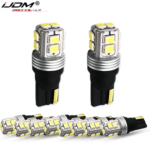 번호판 조명용 168 194 LED 전구, 주차 위치 조명, 실내 조명, T10, 캔버스 화이트, 12V, W5W, 10 개