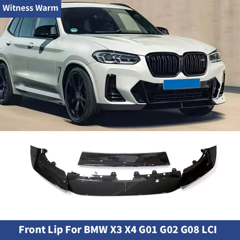 

Car Front Lip Bumper Spoiler Splitter For BMW X3 G01 X4 G02 LCI 2022-UP Front Chin Apron