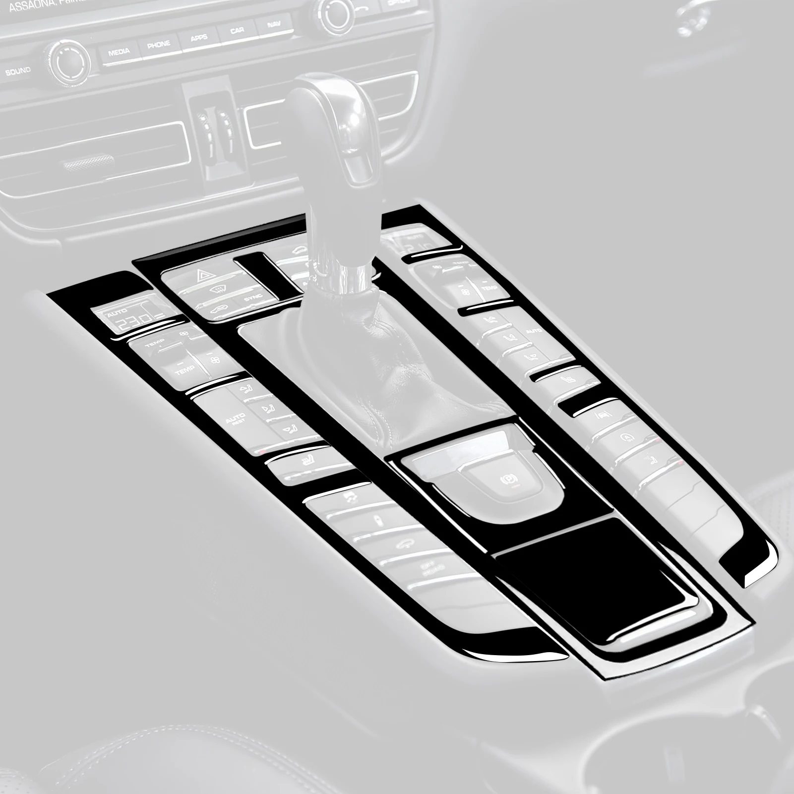 For Porsche Macan 2014-2021 Real Carbon Fiber Piano Black Sticker Full Set Dashboard Door Trim Cover Car Inside Decorative Acces view 3