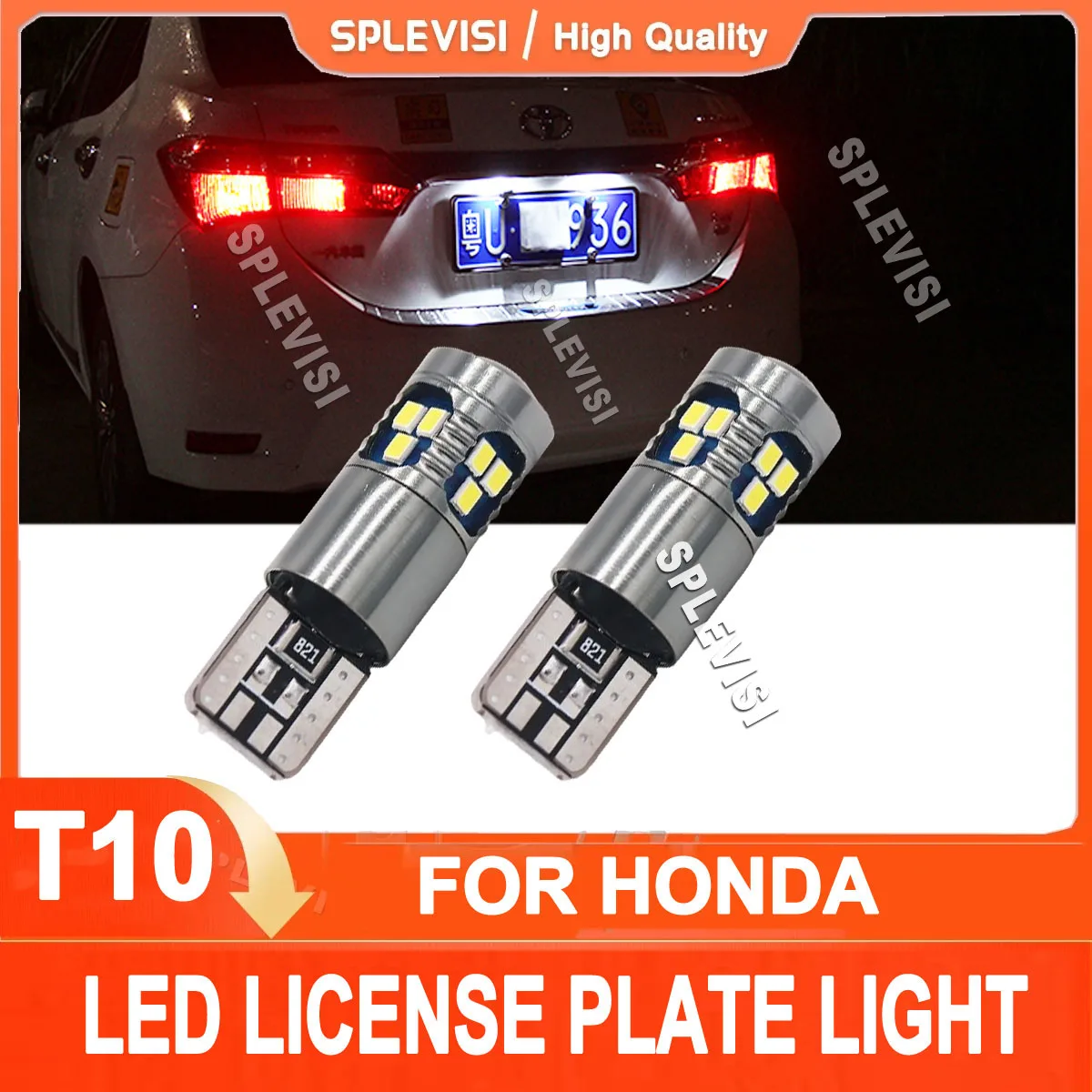 

2x 6000k White T10 W5W LED License Number Plate Light Bulbs Canbus For Honda CR-V HR-V Pilot Odyssey Ridgeline Civic Accord