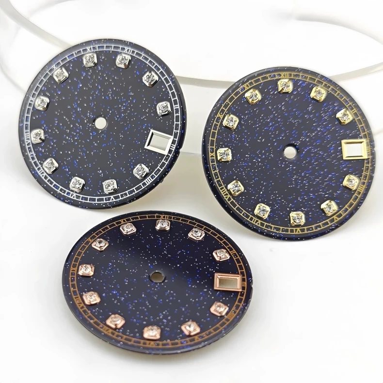 NH35 dial 28.5mm dial enamel surface blue gold sand design NO logo dial for Seiko mod