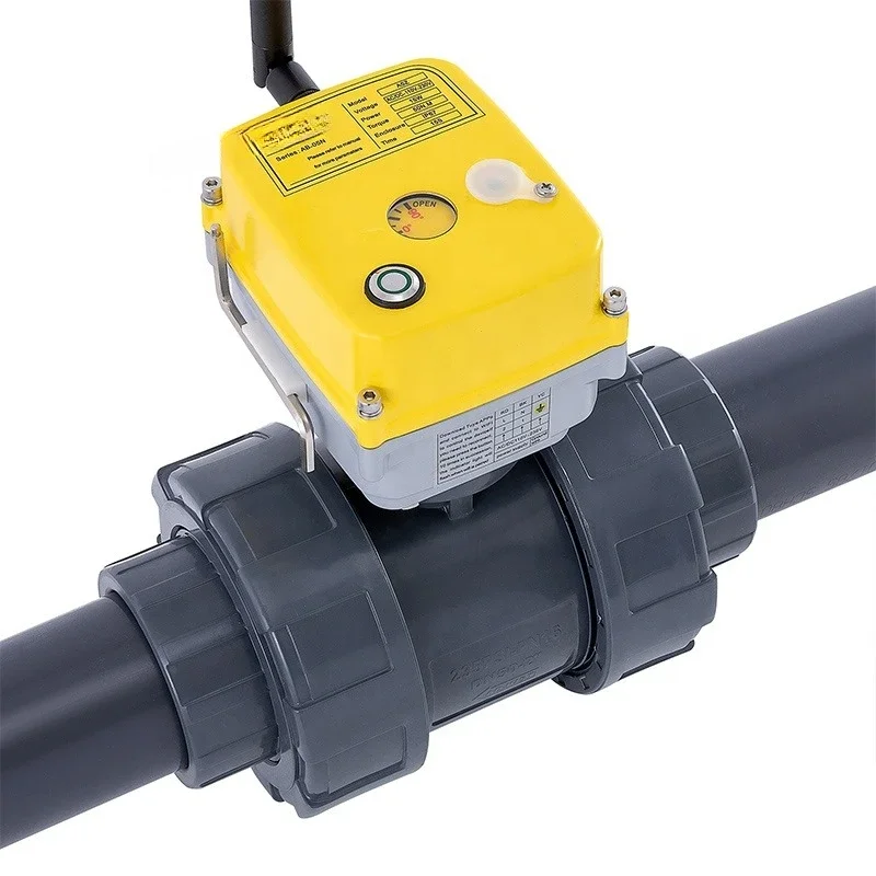 smart electric ball valve AC/DC110V-230V high torque PVC electric union ball valve,