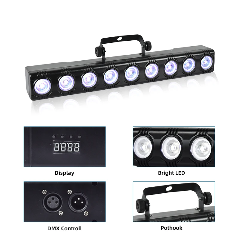 RGBW 9LED Wall Wash Light DMX512 Led Bar Laser Party Line Sound Control Spot Stage Lights For Dj Disco Home lamp for Club