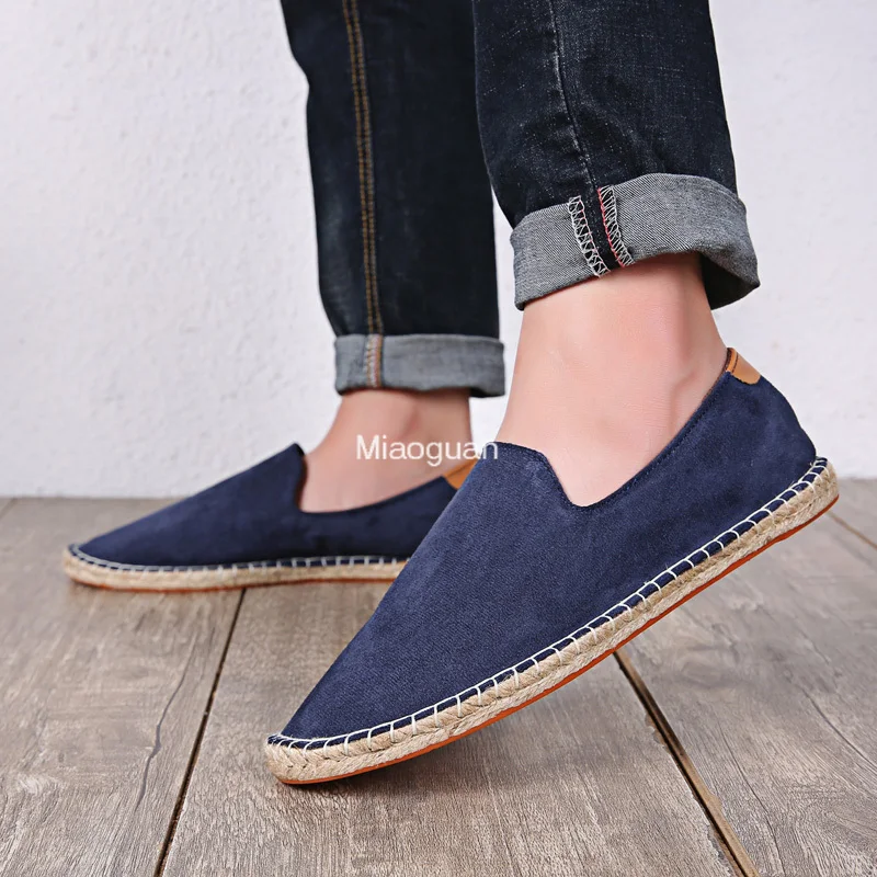 Espadrilles Voor Heren 2023 Herfst Nieuwe Linnen Klassieke Vrijetijdsschoenen Voor Heren Handgemaakte Weven Vissersschoenen Mode Flats Big Size 47