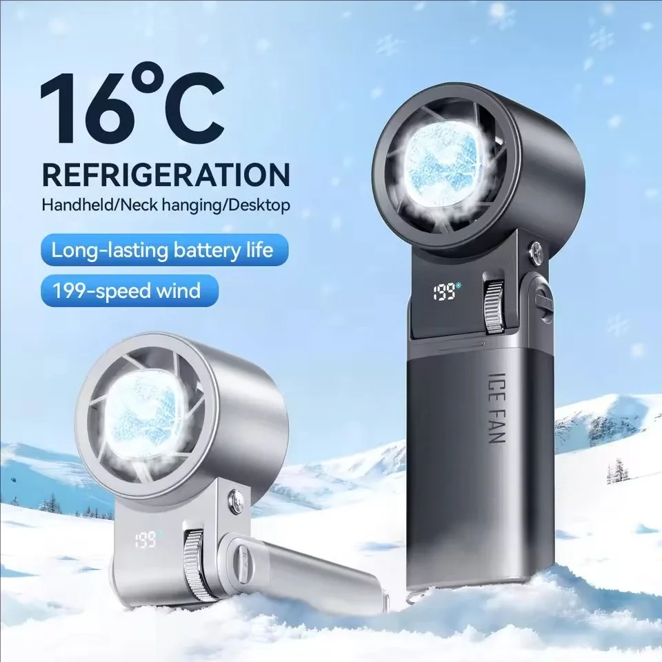 Mini 6000mAh Semiconductor Refrigeration Mini Handheld Fan Turbine High-speed Violent Electric Fan