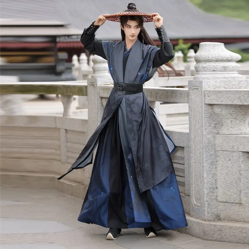 Song Style High Waist Ruqun Knight Outfit, Ancient Scholar Wuxia Hanfu Set