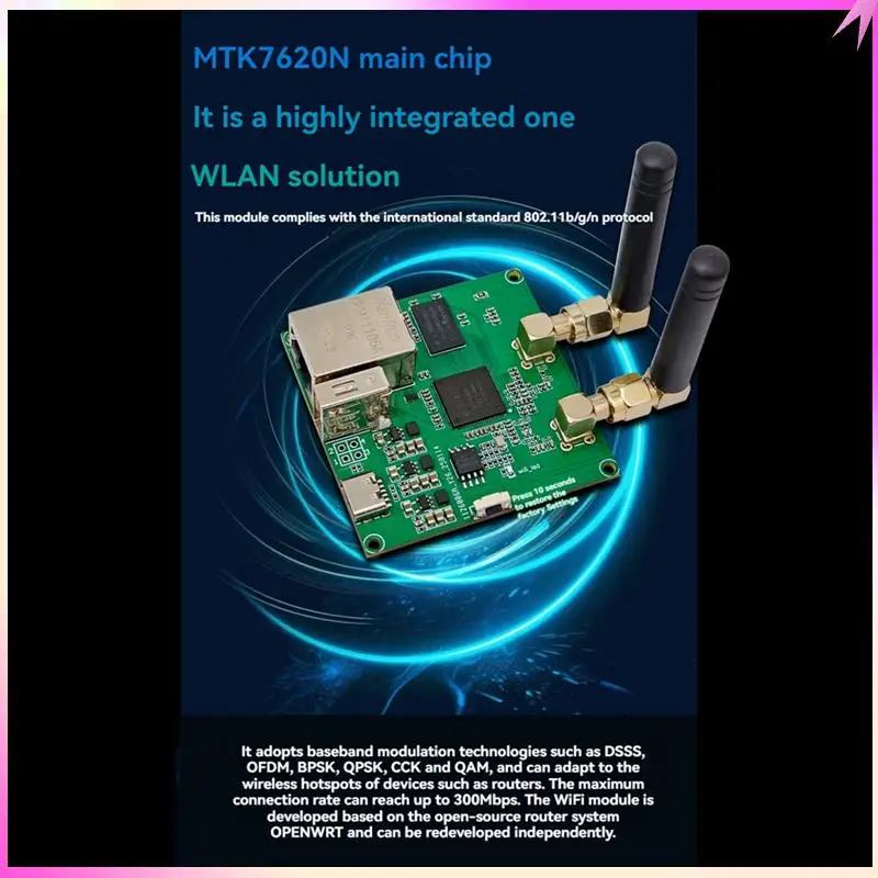 

B68C 300 Мбит/с 2,4G беспроводной Wi-Fi модуль маршрутизатора двойная антенна Wi-Fi FPV передача видео MT7620N маршрутизатор с открытым исходным кодом