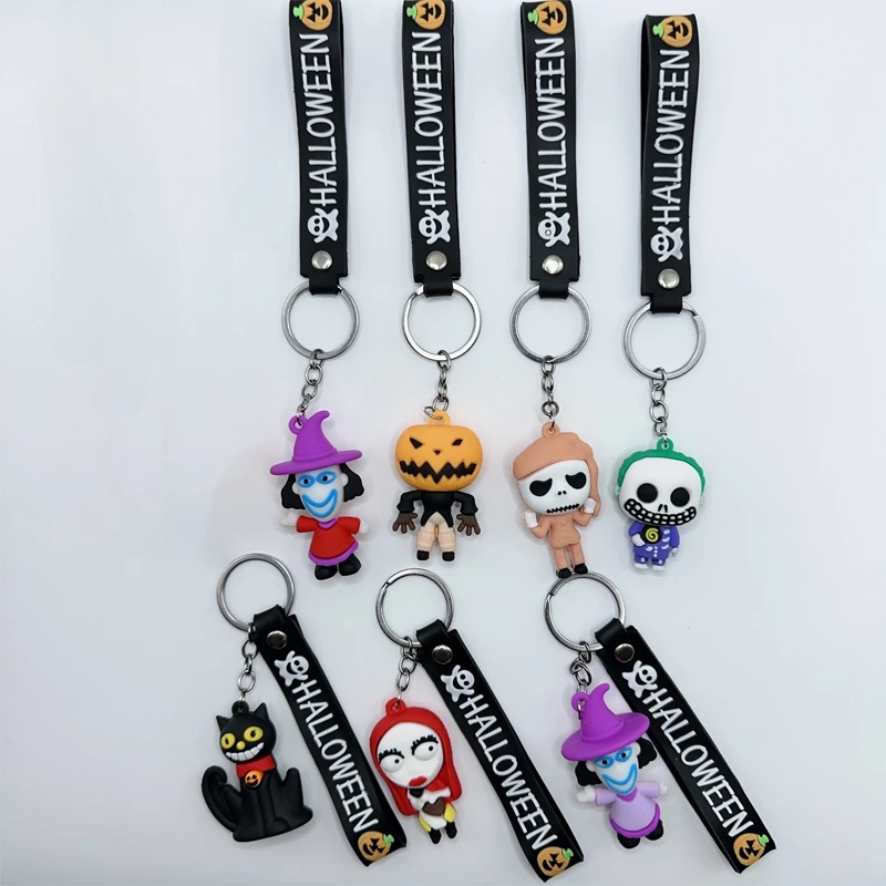 

7 Pcs/set Disney Keychains Nightmare Before Christmas Gifts Sally Jack Keyrings Cartoon Silicone Handbag Accessories