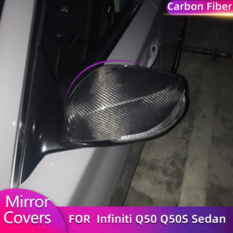 

Carbon Fiber Rearview Mirror Covers Caps for Infiniti Q50 Q50S Sedan 2014-2019 Car Replacement Side Mirror Caps Shell Body Kits