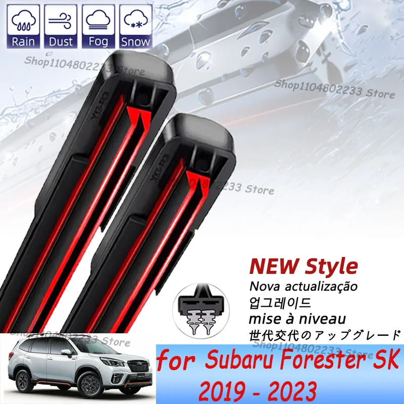 

LHD Front Wiper Blades Set For Subaru Forester SK 2019 - 2023 Natural Rubber Wiper Windshield Windscreen Window Brush 26"16"